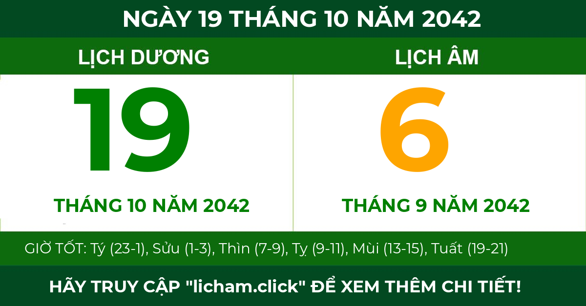 lịch âm ngày 19 tháng 10 năm 2042