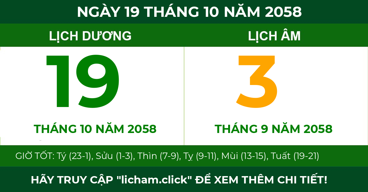 lịch âm ngày 19 tháng 10 năm 2058