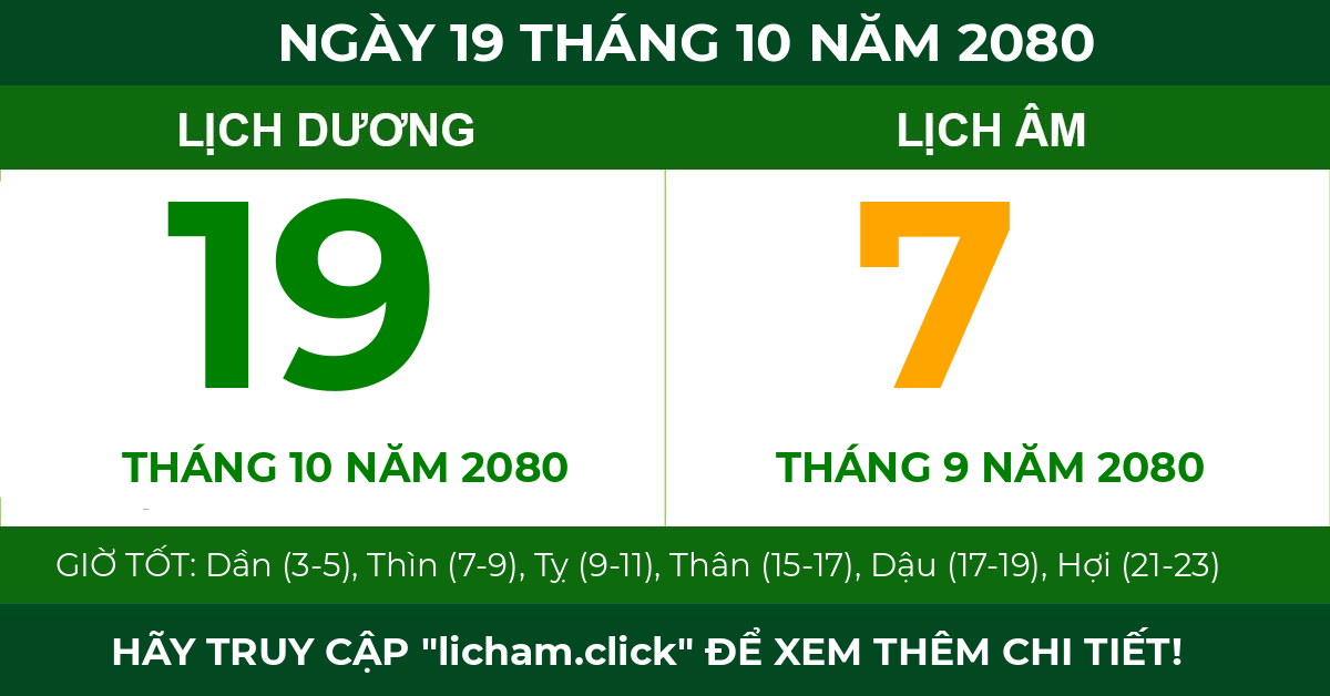 lịch âm ngày 19 tháng 10 năm 2080
