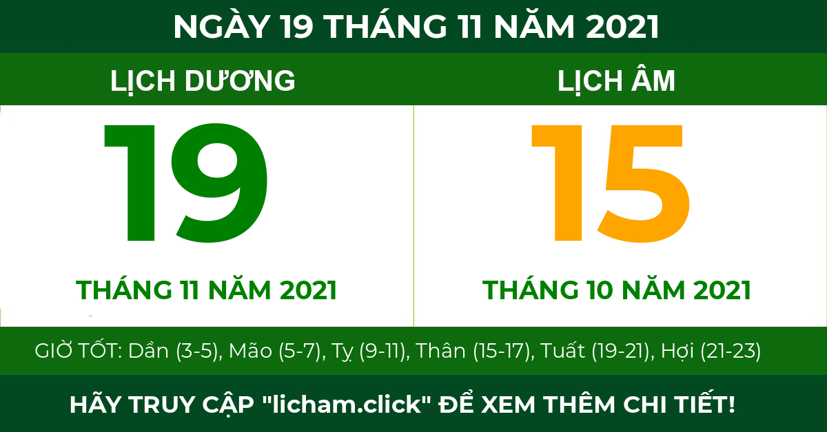 lịch âm ngày 19 tháng 11 năm 2021