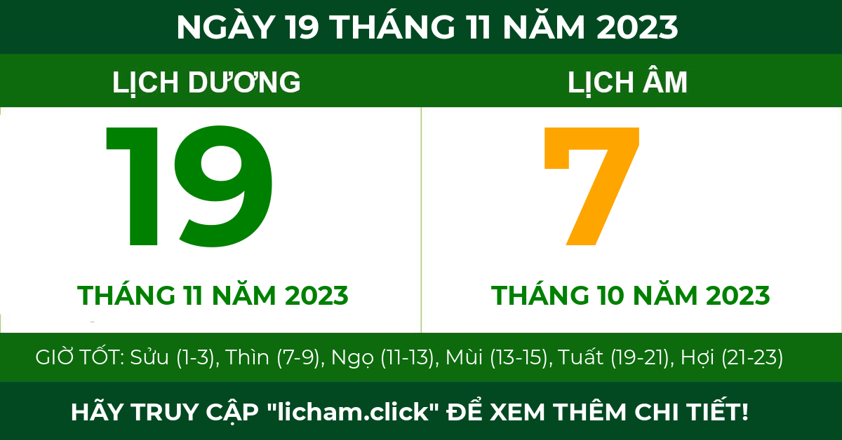 lịch âm ngày 19 tháng 11 năm 2023