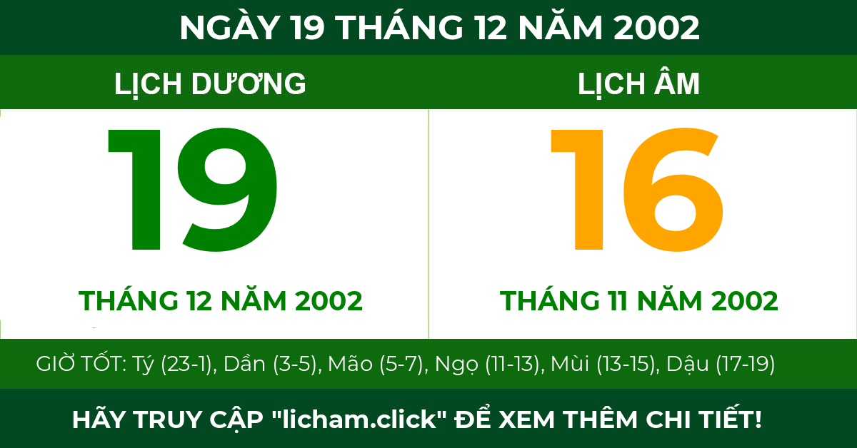 lịch âm ngày 19 tháng 12 năm 2002