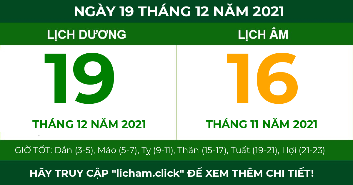 lịch âm ngày 19 tháng 12 năm 2021