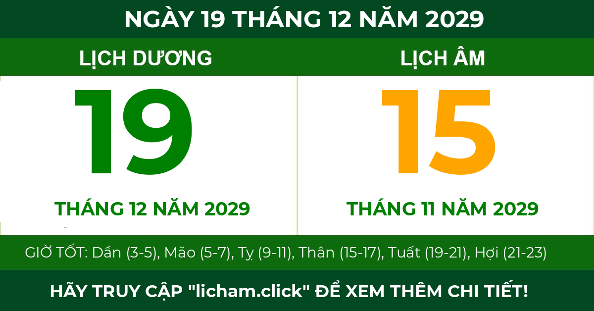 lịch âm ngày 19 tháng 12 năm 2029