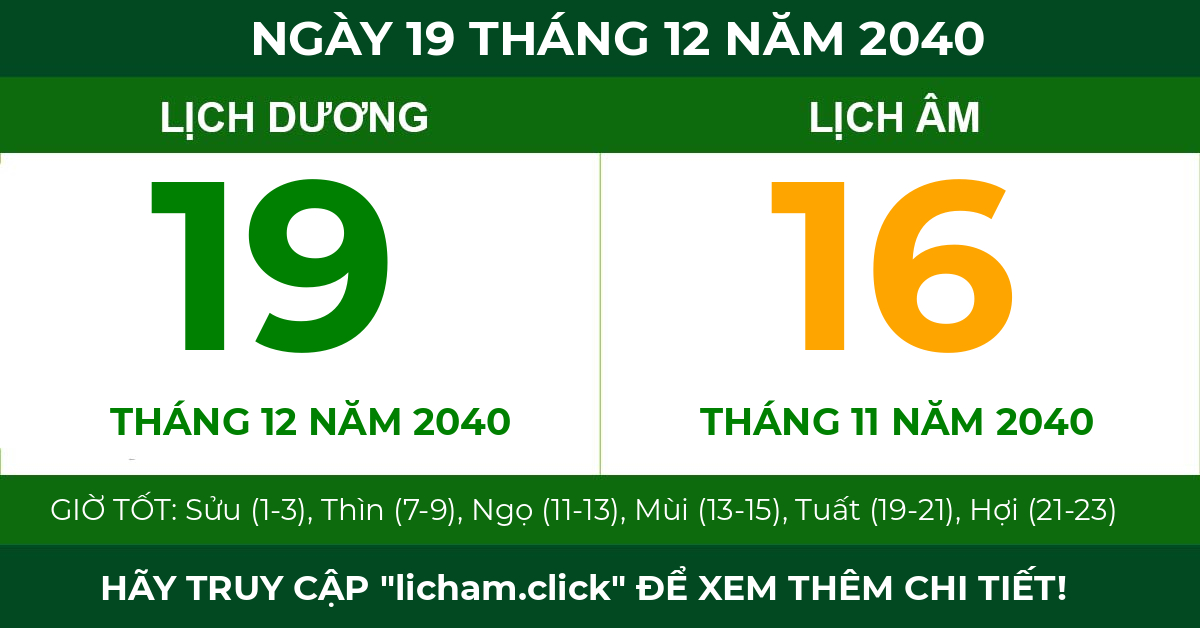 lịch âm ngày 19 tháng 12 năm 2040