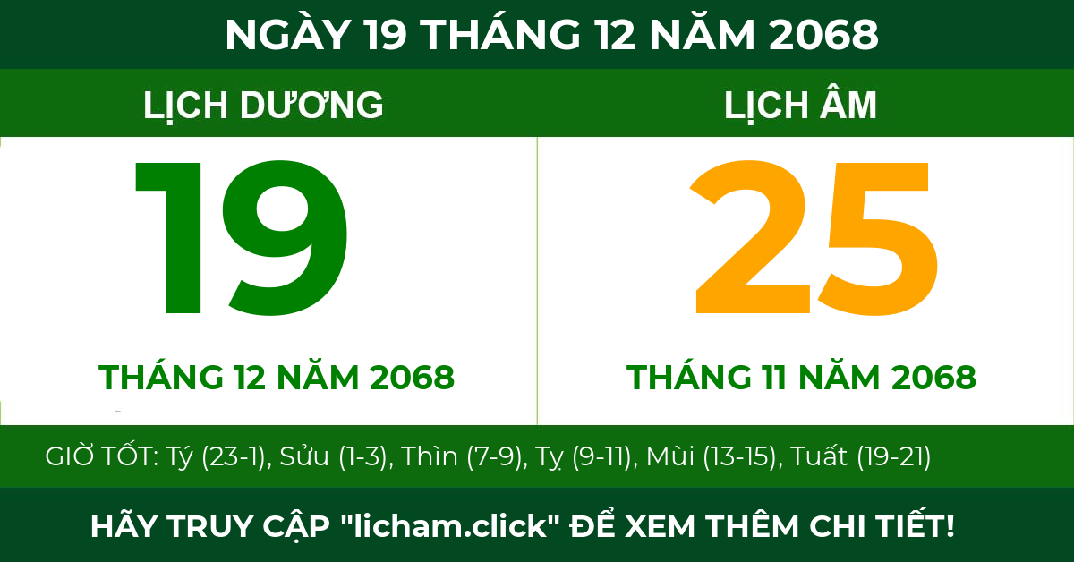 lịch âm ngày 19 tháng 12 năm 2068