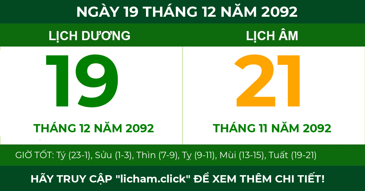 lịch âm ngày 19 tháng 12 năm 2092