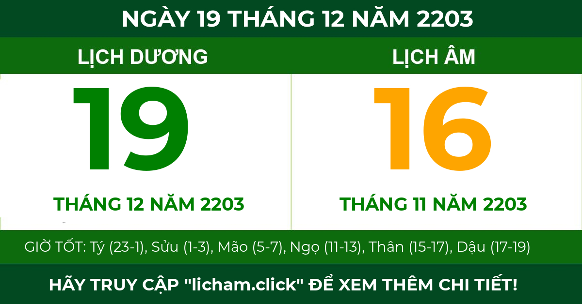 lịch âm ngày 19 tháng 12 năm 2203