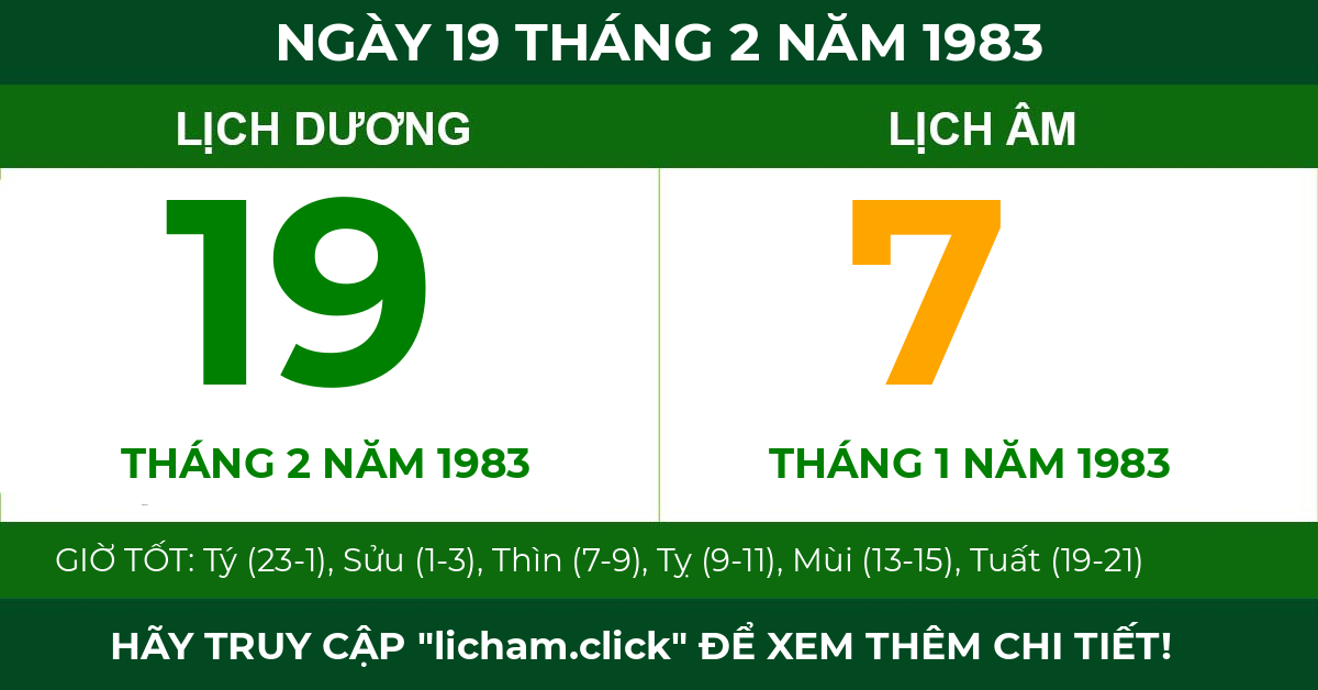 lịch âm ngày 19 tháng 2 năm 1983