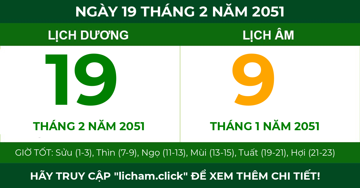 lịch âm ngày 19 tháng 2 năm 2051