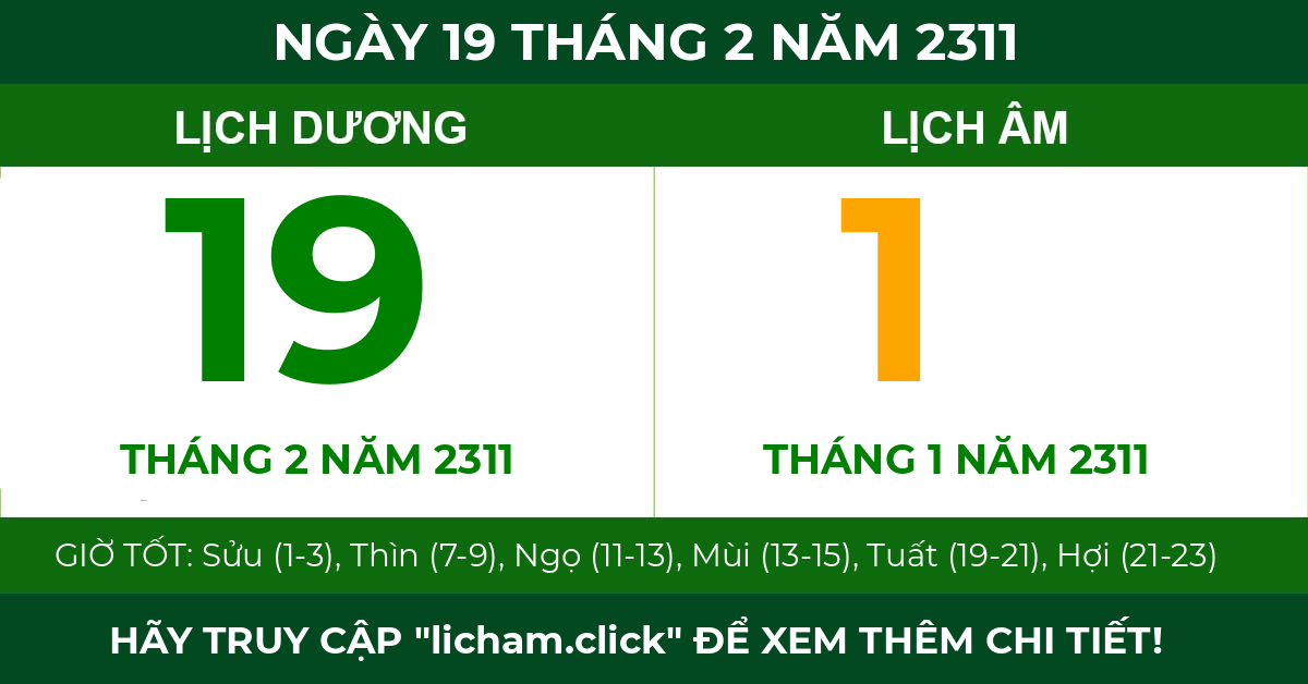 lịch âm ngày 19 tháng 2 năm 2311