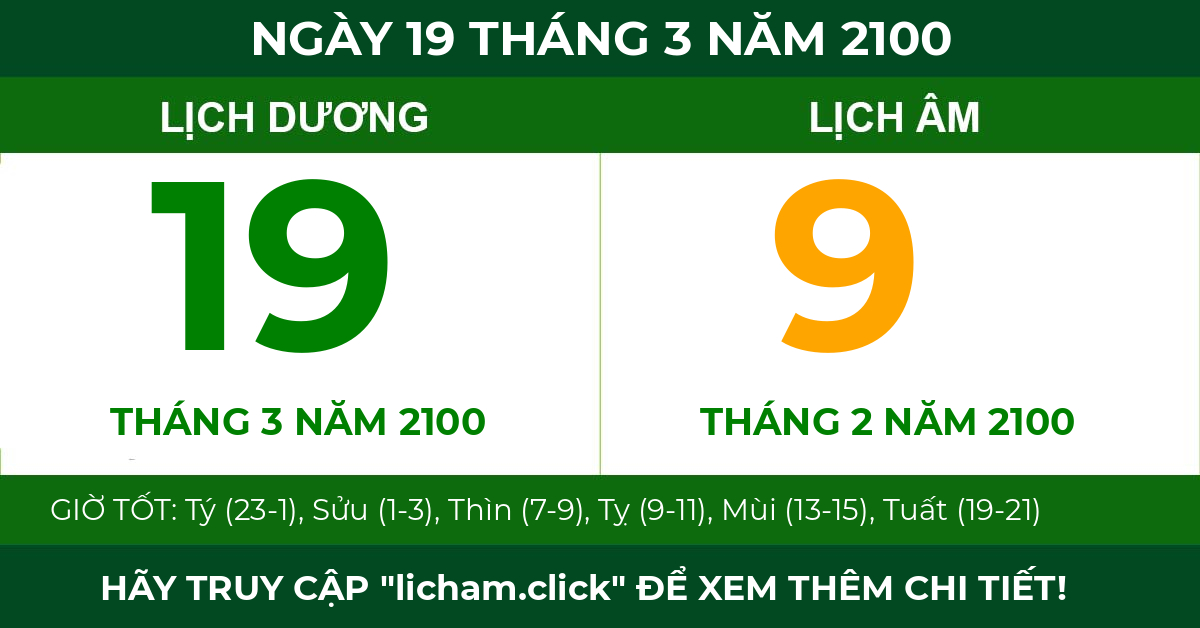 lịch âm ngày 19 tháng 3 năm 2100