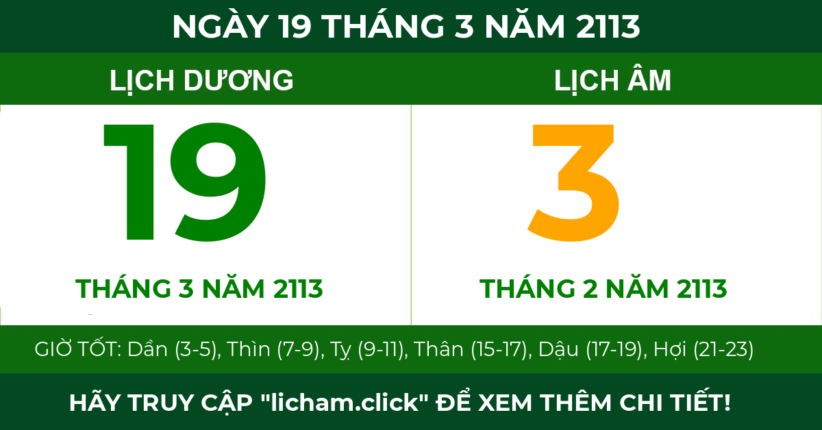 lịch âm ngày 19 tháng 3 năm 2113
