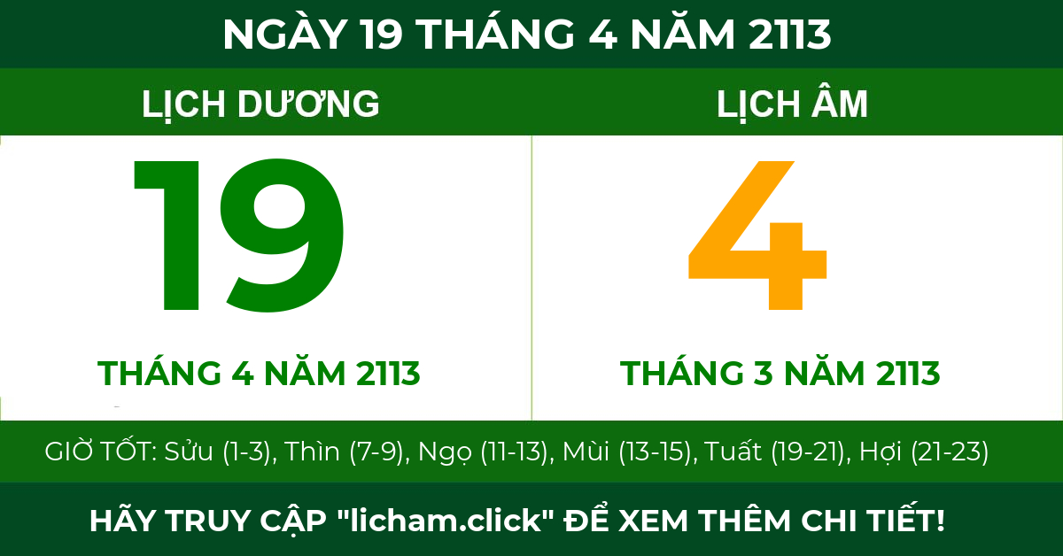 lịch âm ngày 19 tháng 4 năm 2113