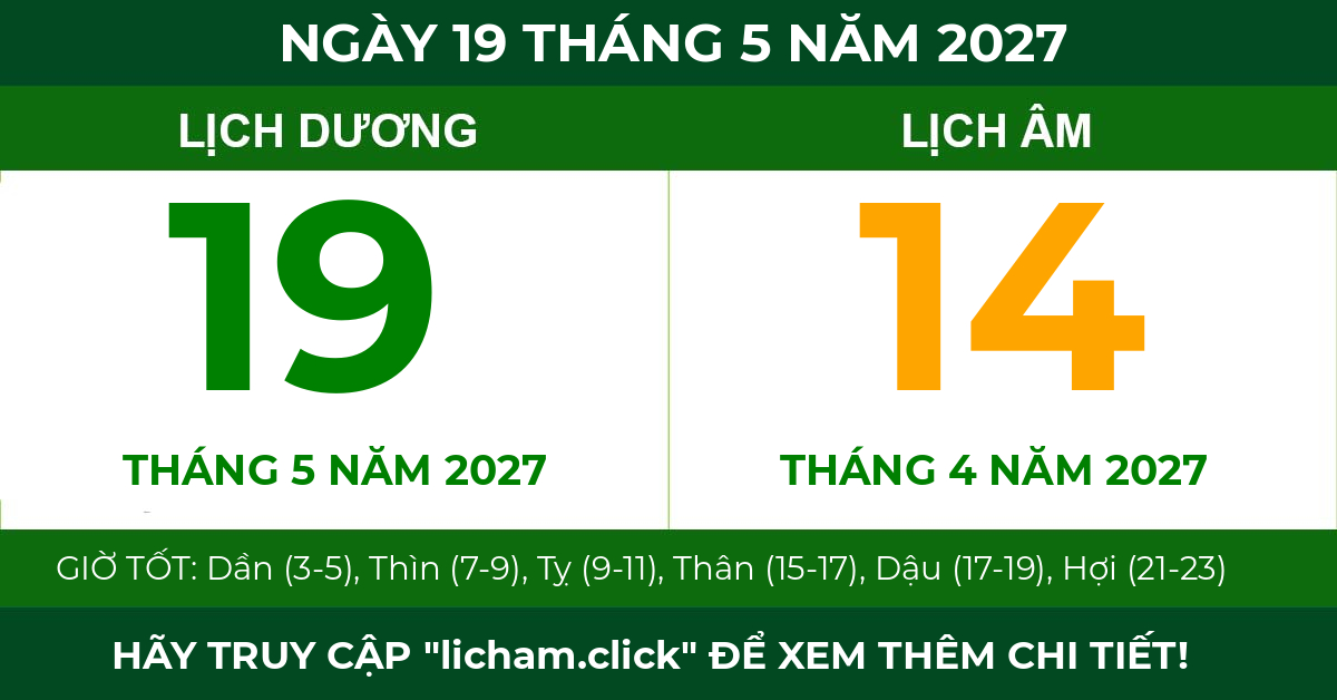 lịch âm ngày 19 tháng 5 năm 2027