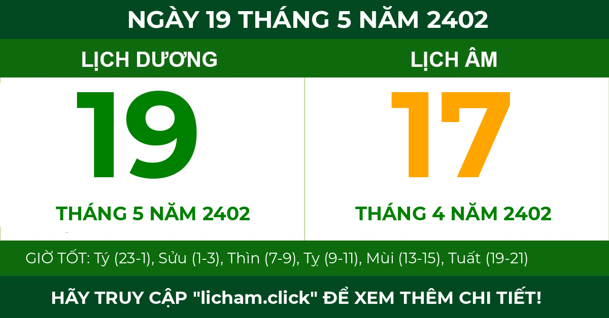 lịch âm ngày 19 tháng 5 năm 2402