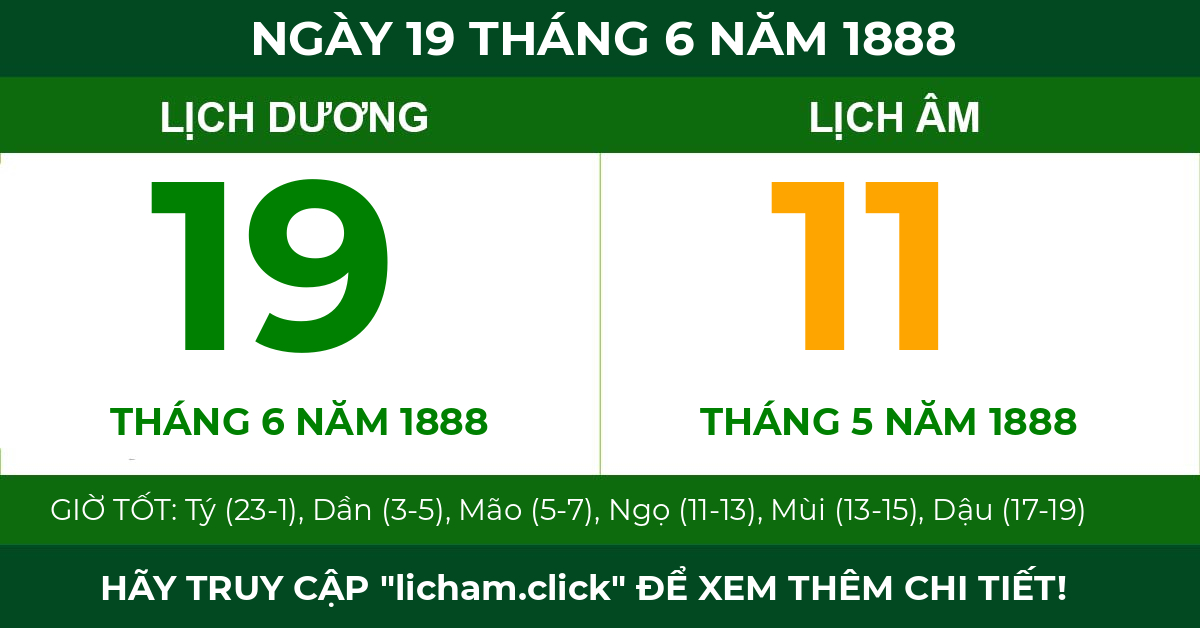 lịch âm ngày 19 tháng 6 năm 1888
