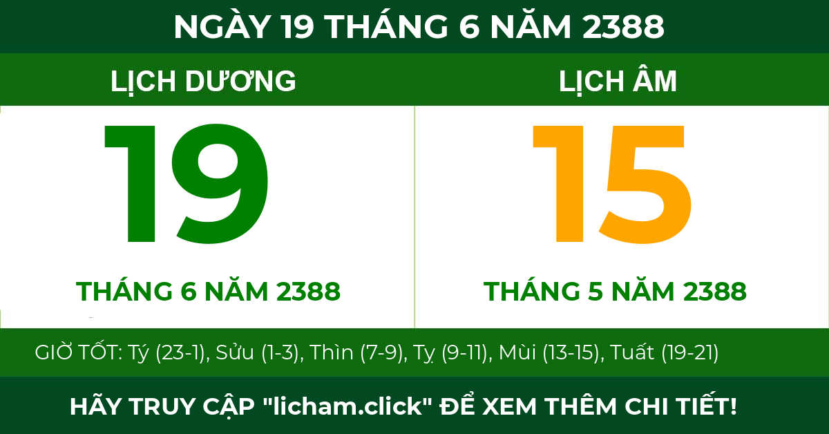 lịch âm ngày 19 tháng 6 năm 2388