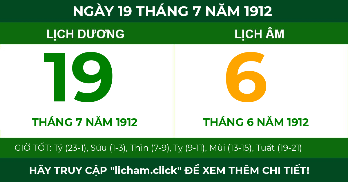 lịch âm ngày 19 tháng 7 năm 1912