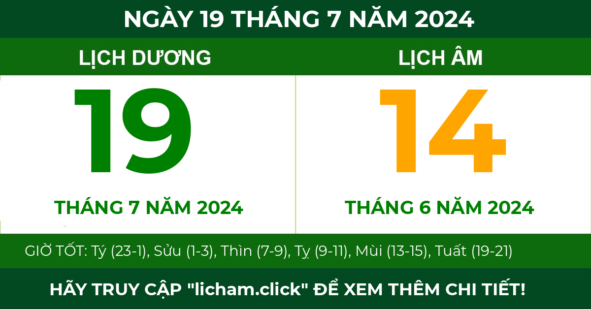lịch âm ngày 19 tháng 7 năm 2024