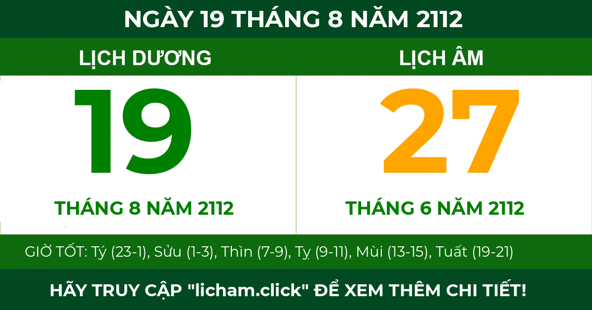 lịch âm ngày 19 tháng 8 năm 2112