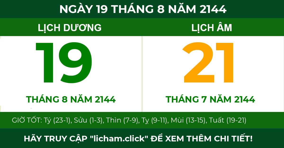 lịch âm ngày 19 tháng 8 năm 2144