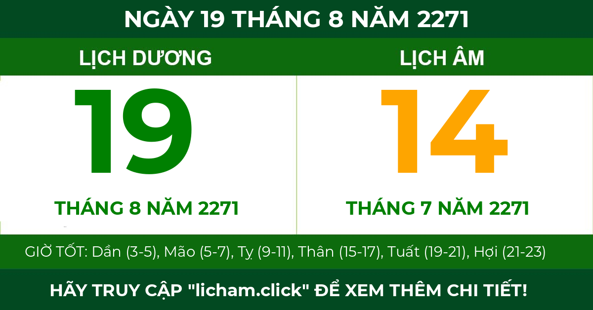 lịch âm ngày 19 tháng 8 năm 2271
