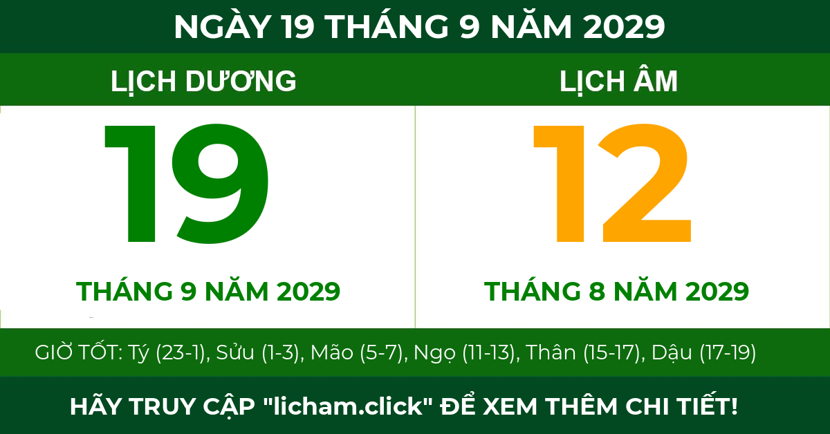 lịch âm ngày 19 tháng 9 năm 2029