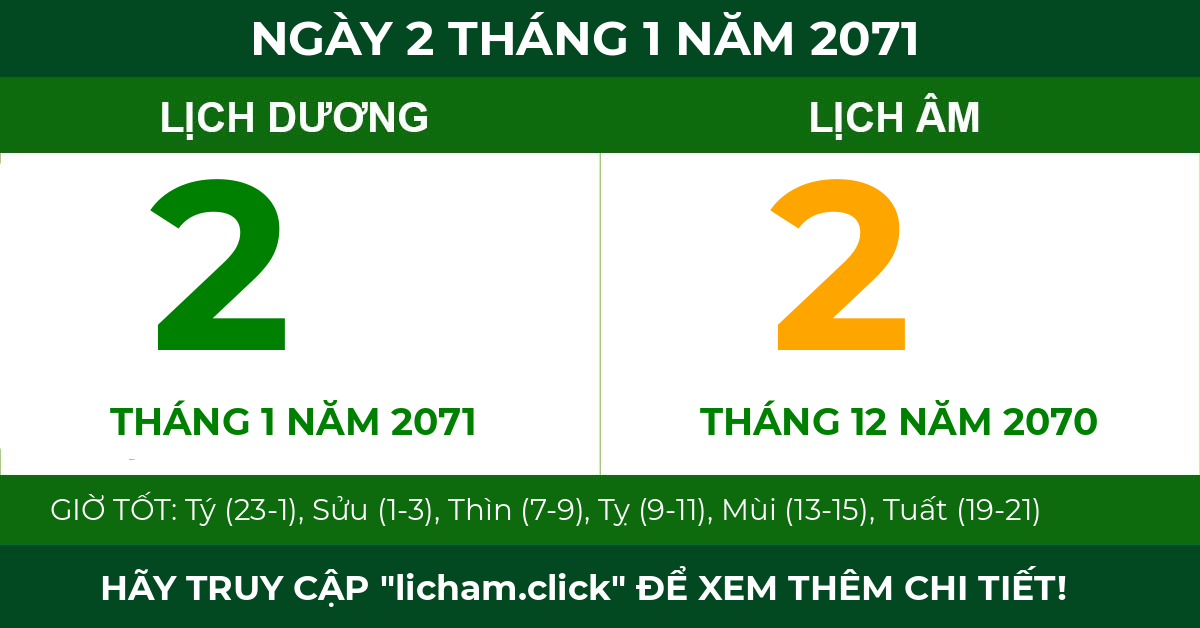 lịch âm ngày 2 tháng 1 năm 2071