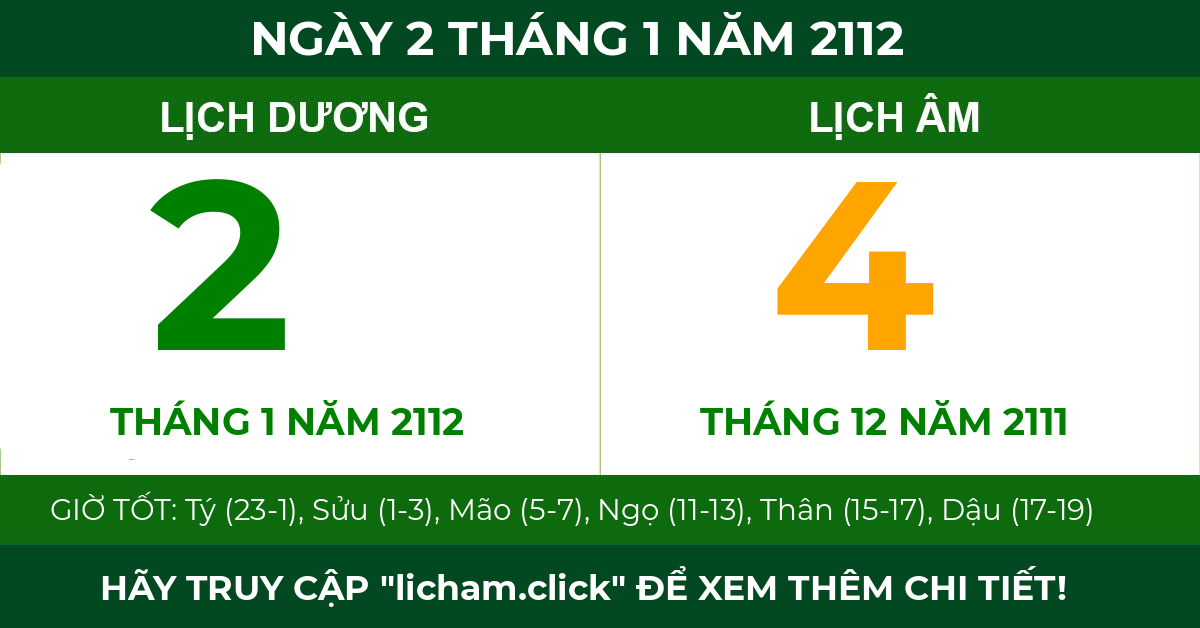lịch âm ngày 2 tháng 1 năm 2112