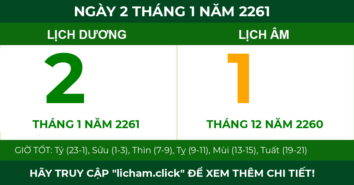 lịch âm ngày 2 tháng 1 năm 2261