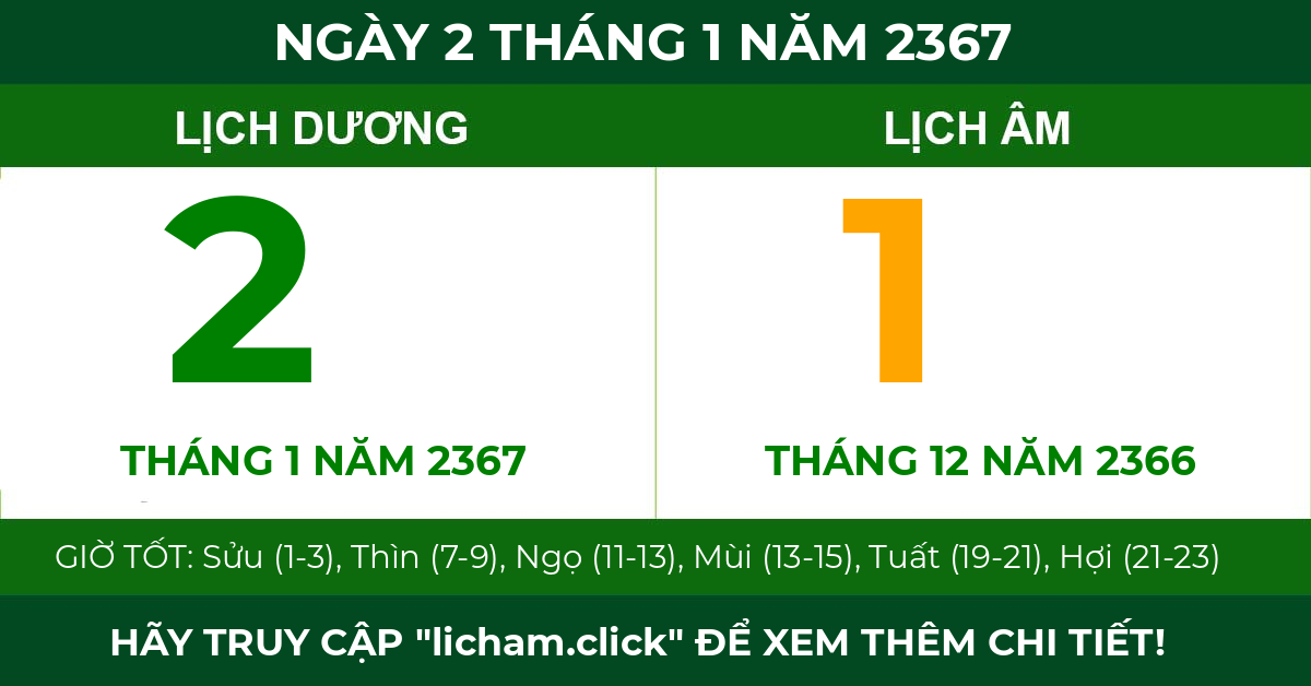 lịch âm ngày 2 tháng 1 năm 2367