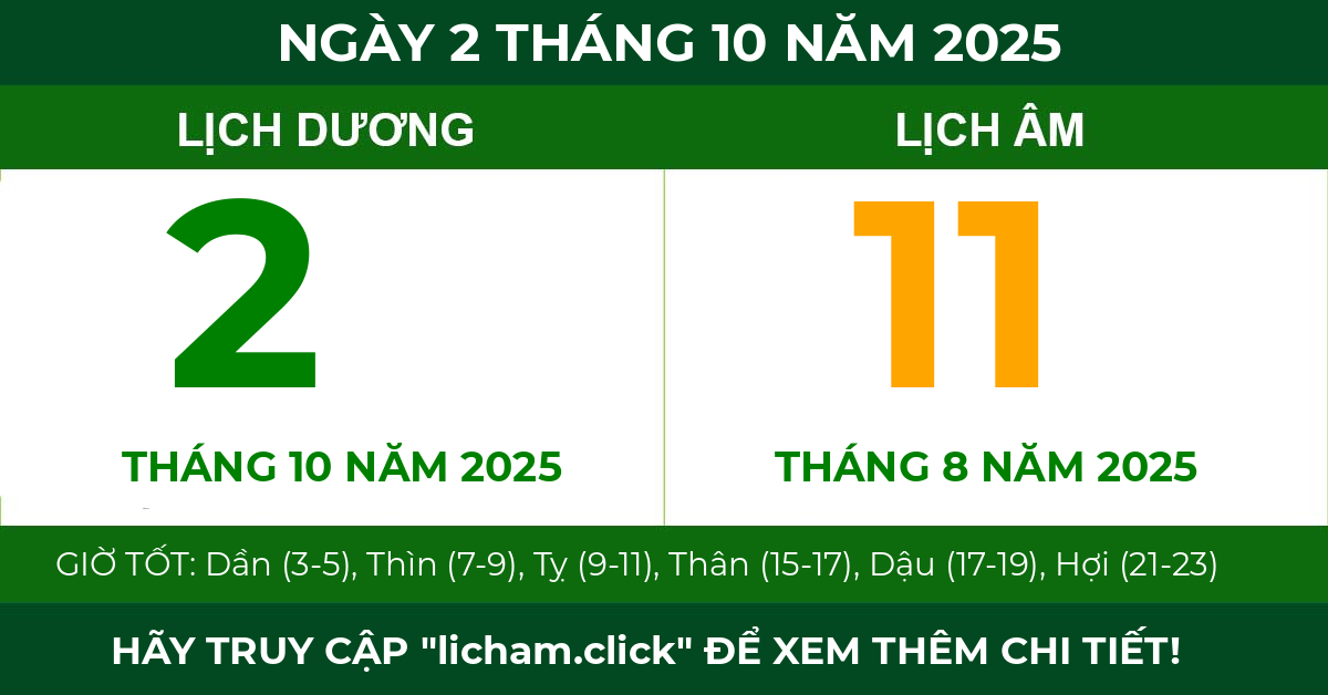 lịch âm ngày 2 tháng 10 năm 2025