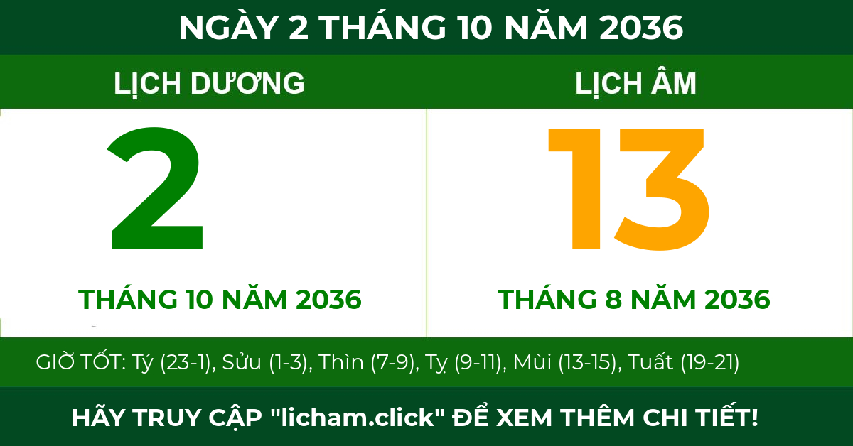 lịch âm ngày 2 tháng 10 năm 2036