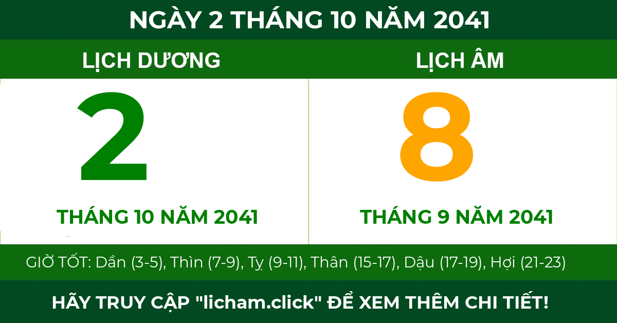 lịch âm ngày 2 tháng 10 năm 2041