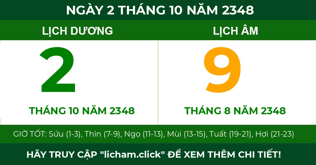 lịch âm ngày 2 tháng 10 năm 2348