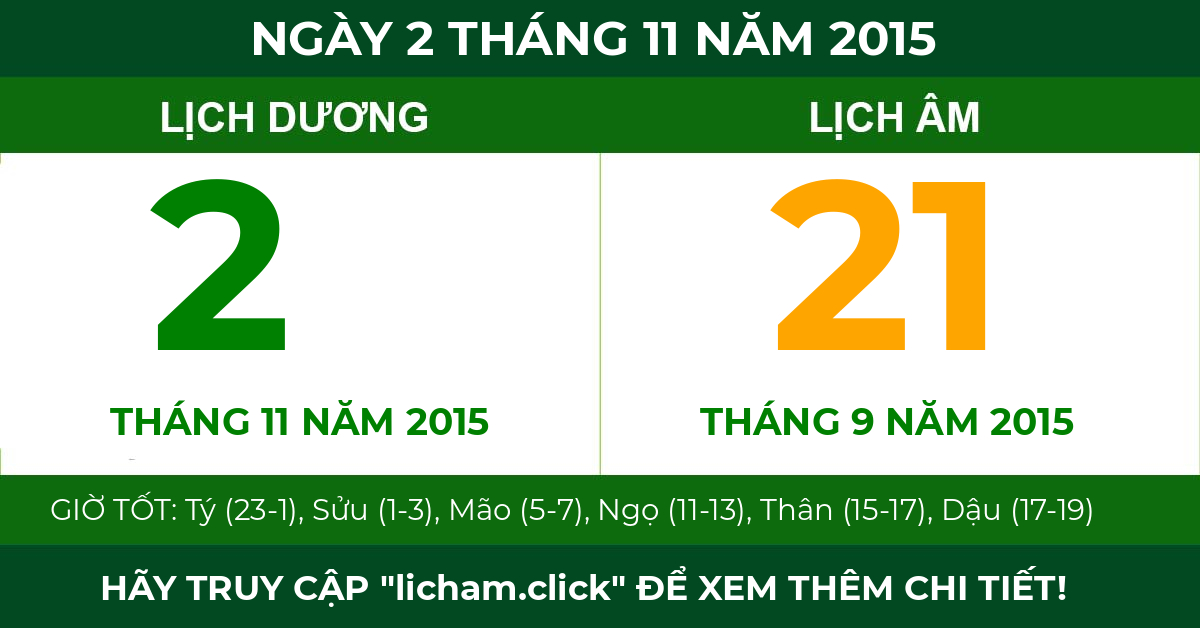 lịch âm ngày 2 tháng 11 năm 2015