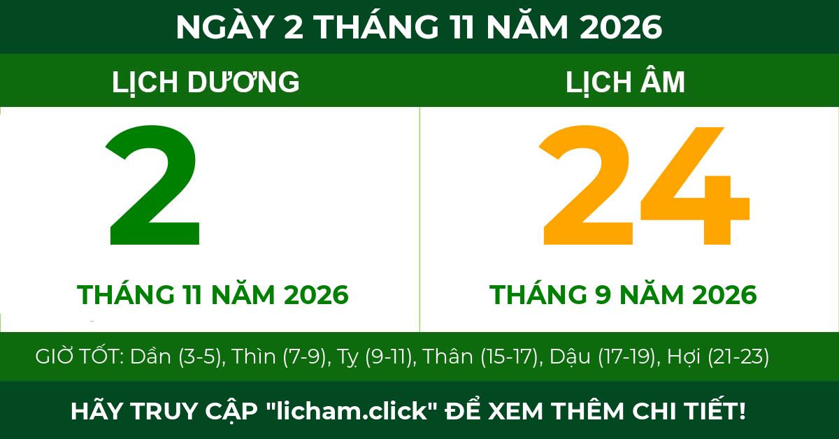 lịch âm ngày 2 tháng 11 năm 2026