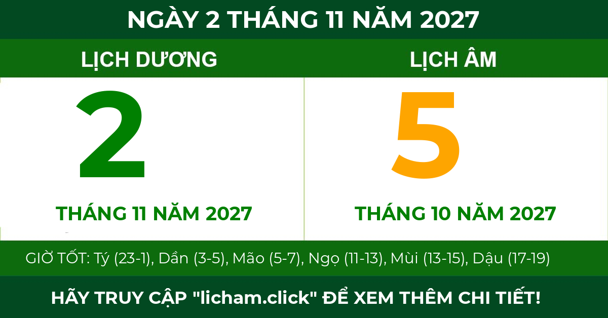 lịch âm ngày 2 tháng 11 năm 2027