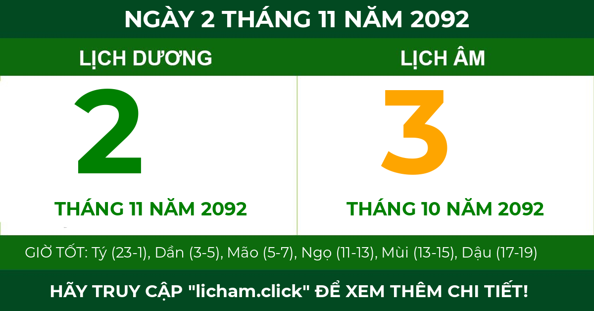 lịch âm ngày 2 tháng 11 năm 2092