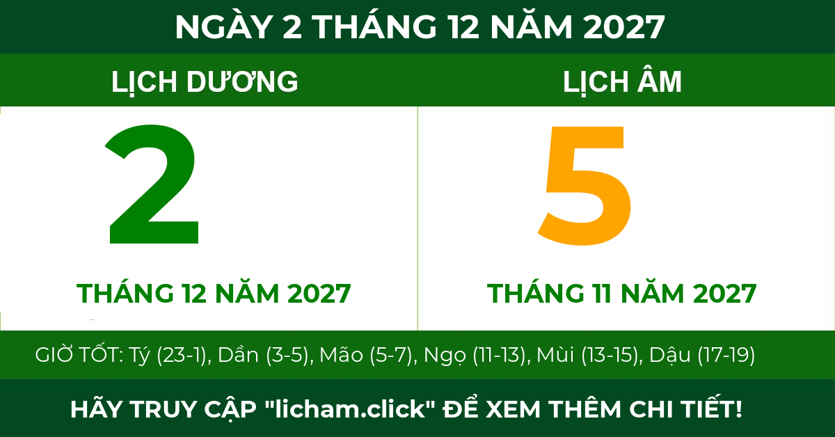 lịch âm ngày 2 tháng 12 năm 2027