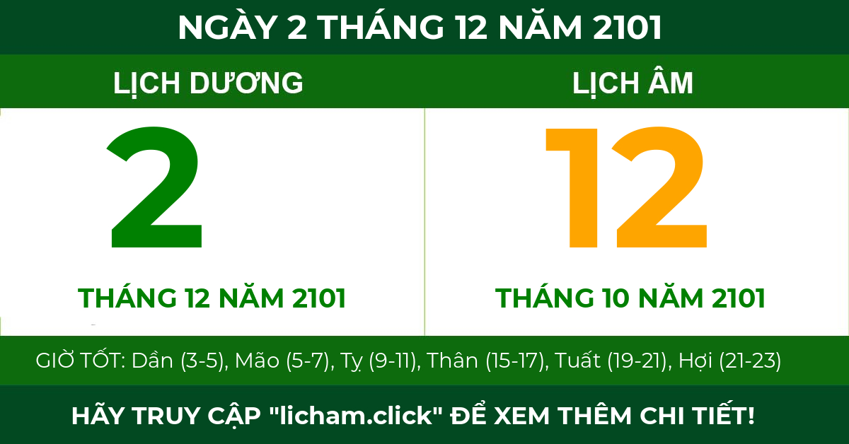 lịch âm ngày 2 tháng 12 năm 2101