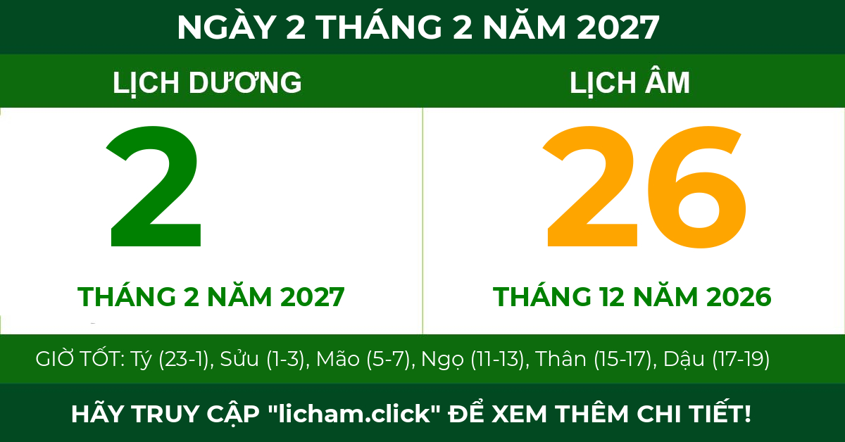 lịch âm ngày 2 tháng 2 năm 2027