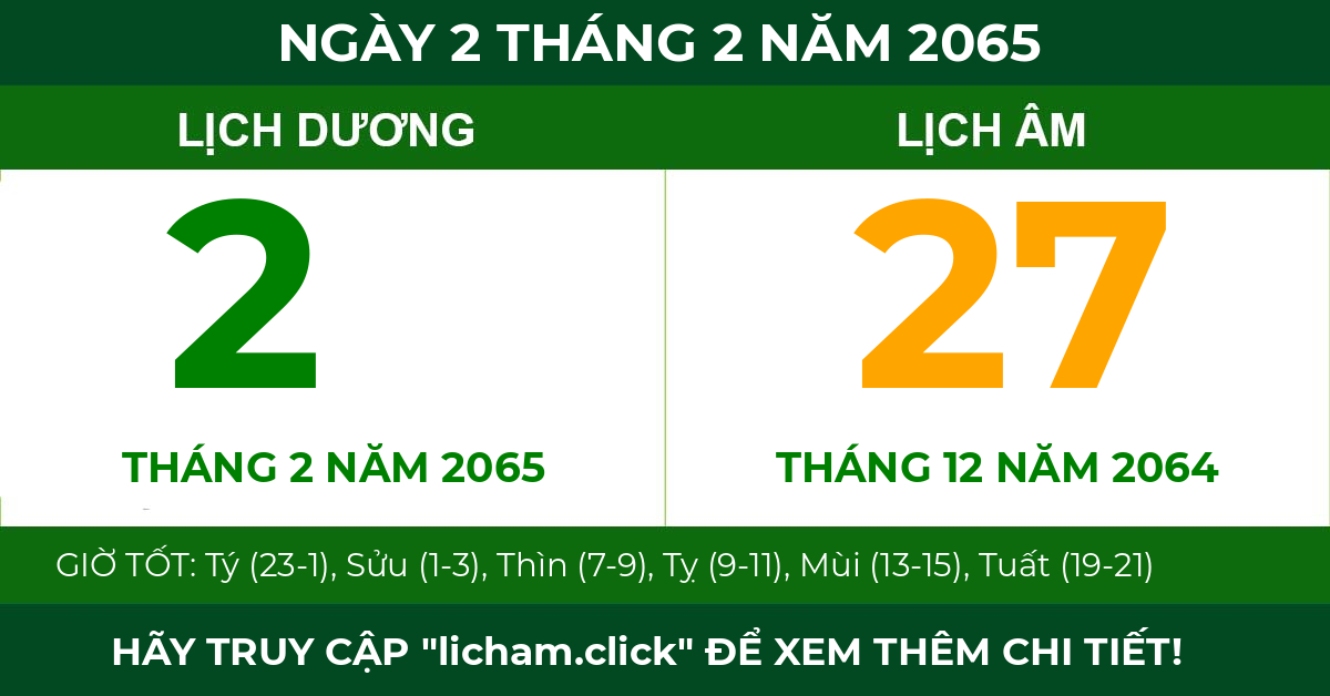 lịch âm ngày 2 tháng 2 năm 2065