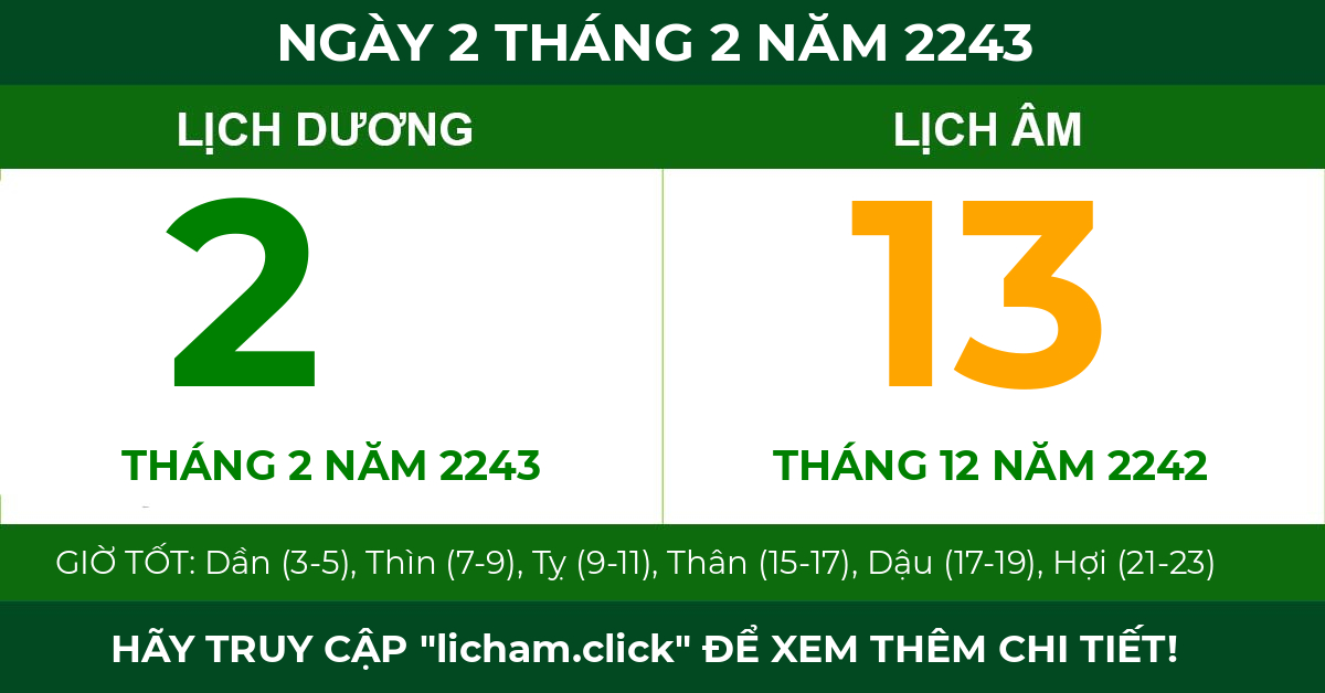 lịch âm ngày 2 tháng 2 năm 2243