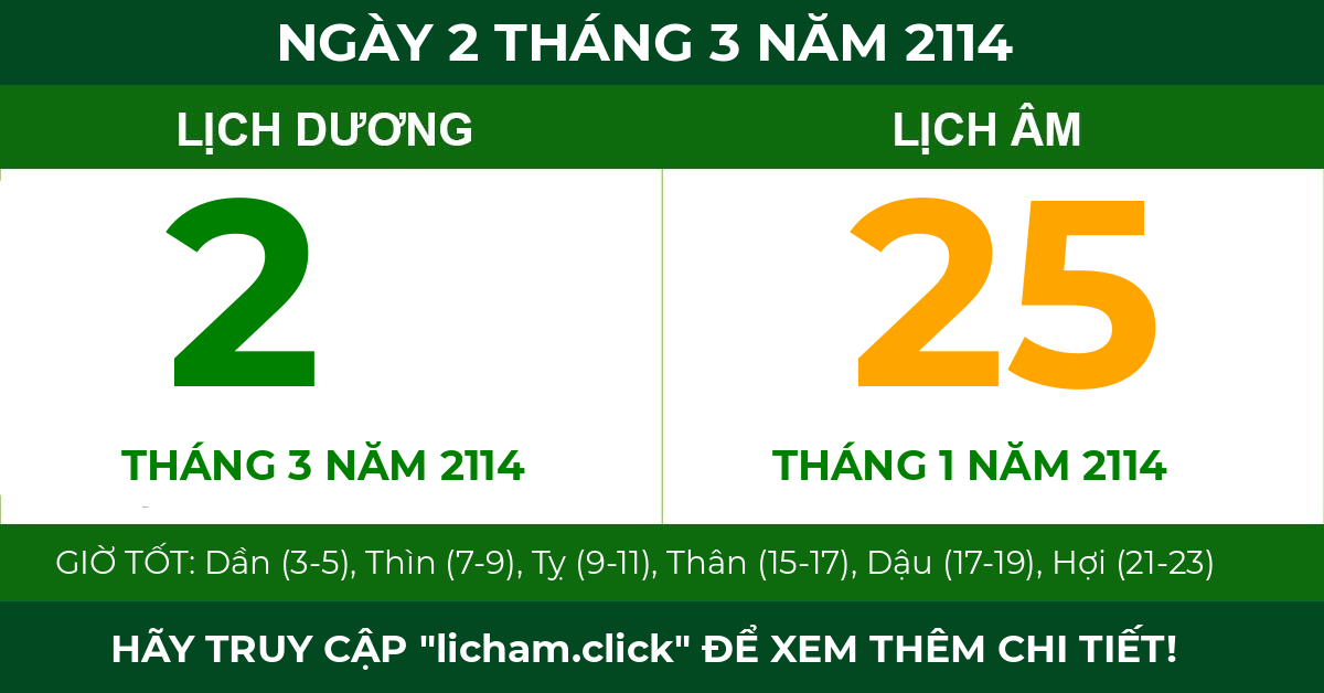lịch âm ngày 2 tháng 3 năm 2114