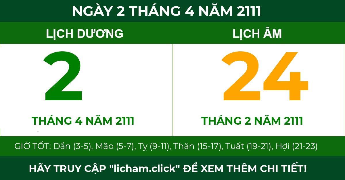 lịch âm ngày 2 tháng 4 năm 2111