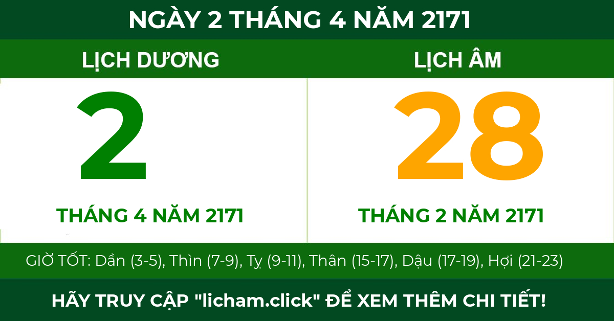 lịch âm ngày 2 tháng 4 năm 2171