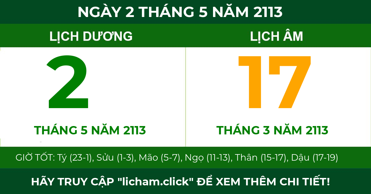 lịch âm ngày 2 tháng 5 năm 2113