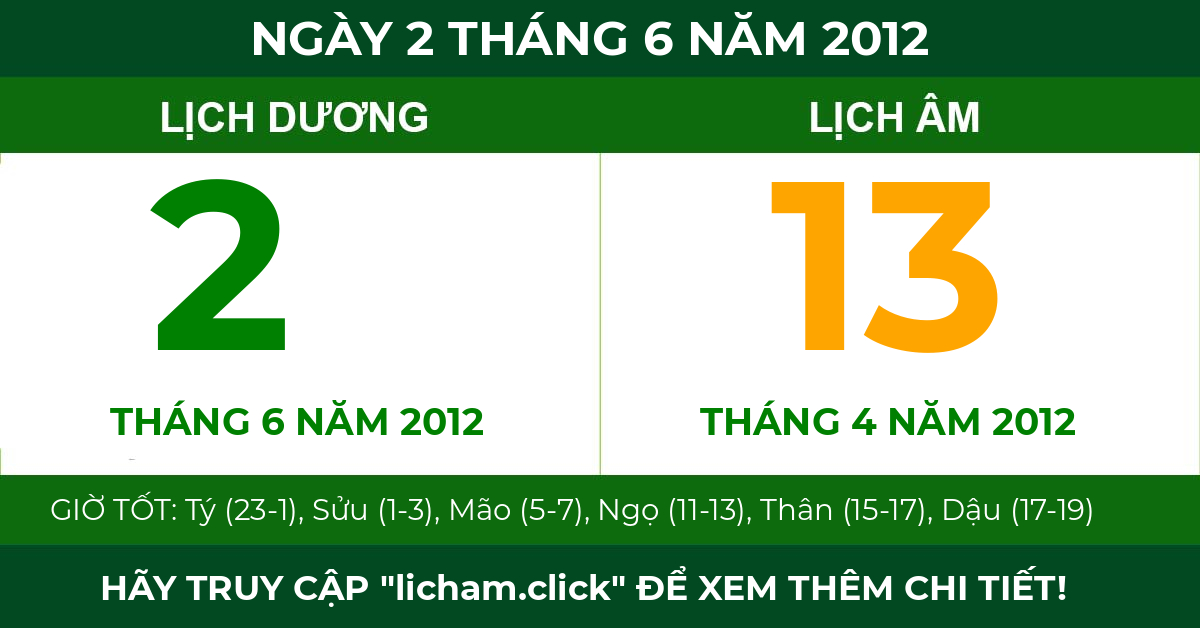 lịch âm ngày 2 tháng 6 năm 2012